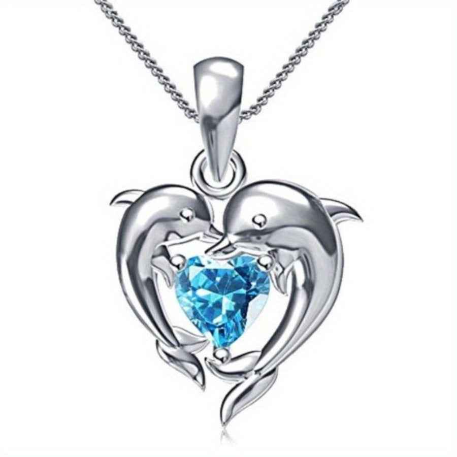 Dolphin-shaped Crystal Necklace For Women In European And American Styles