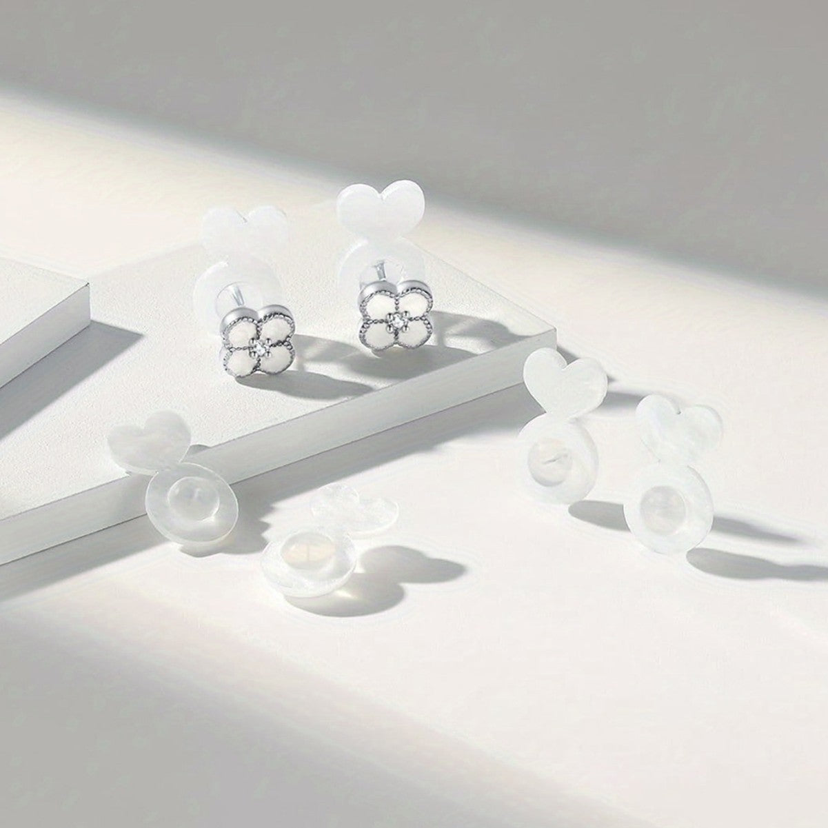 Silicone Hamburger Transparent Earplug White Acrylic