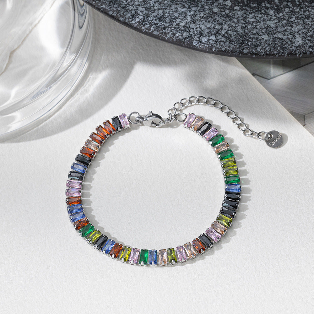 Golden Bracelet With Square-cut  Fully Paved Crystals