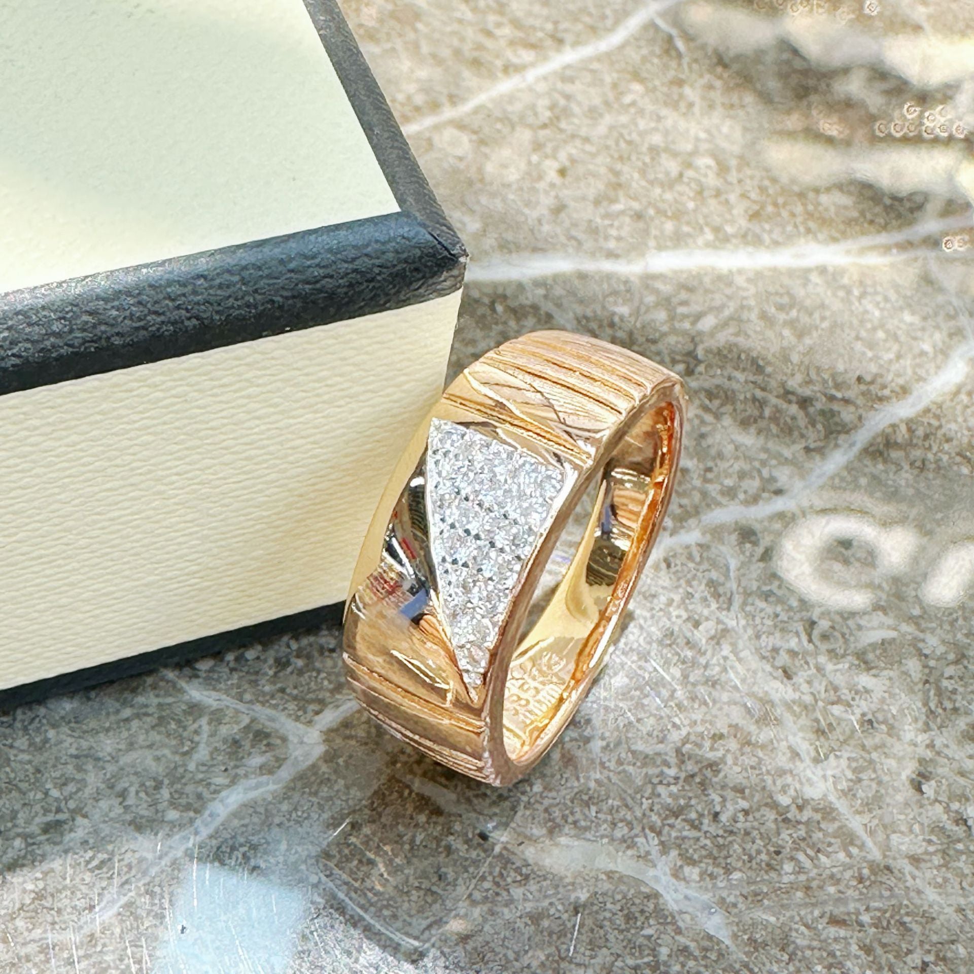 Rose Gold Zircon Ring With Real Gold Plating Direct Supply Of This Hand Jewelry