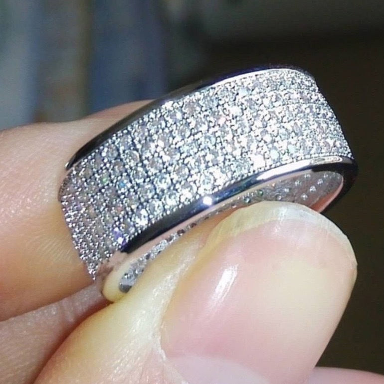 Womens Trendy Five-row Diamond Ring