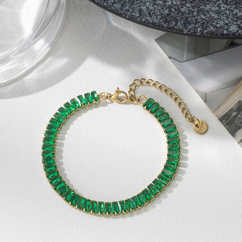 Golden Bracelet With Square-cut  Fully Paved Crystals