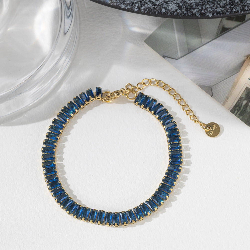 Golden Bracelet With Square-cut  Fully Paved Crystals