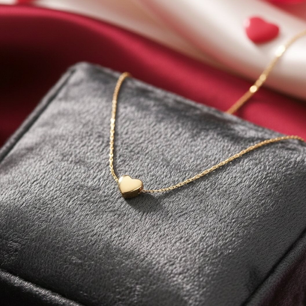 Delicate Gold Heart Pendant Necklace – Minimalist Love Jewelry Gift for Her