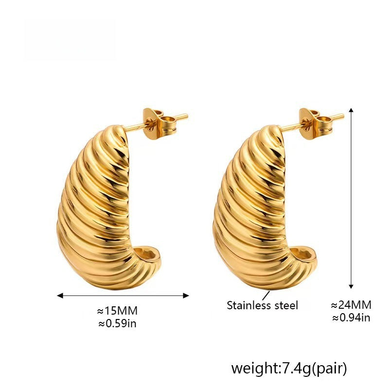 Unique Horn-and-crescent-shaped Stud Earrings