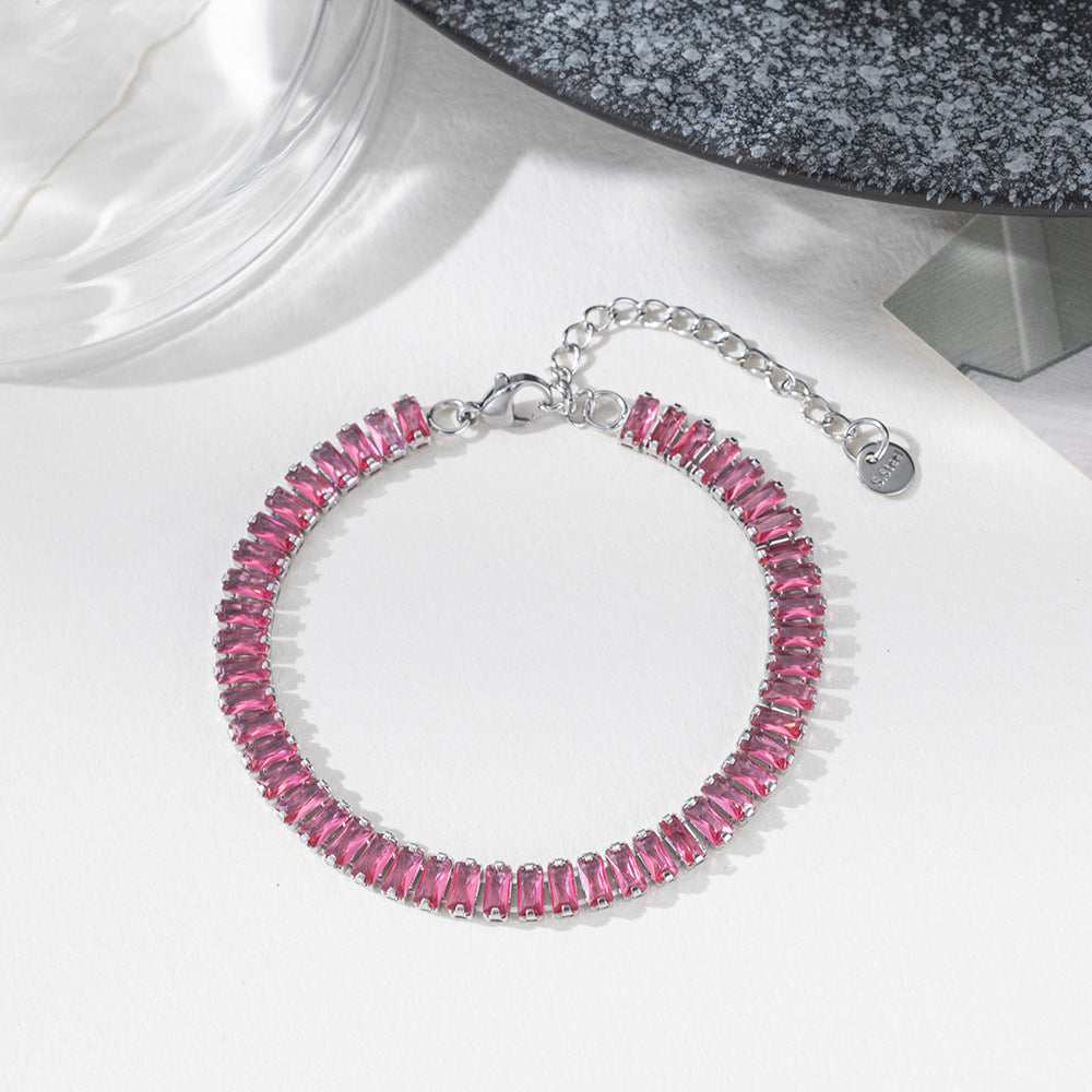 Golden Bracelet With Square-cut  Fully Paved Crystals