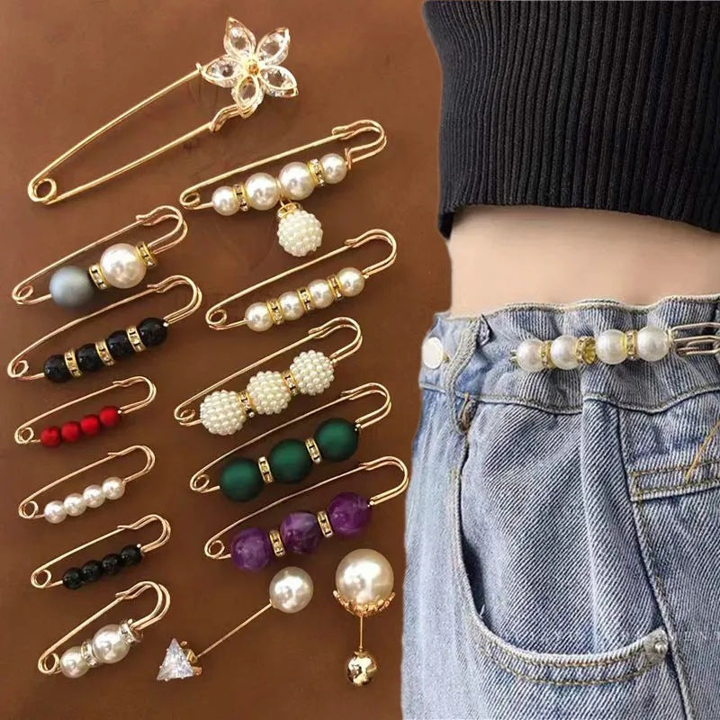 Fixed Waist Women's Pants Brooch Accessory