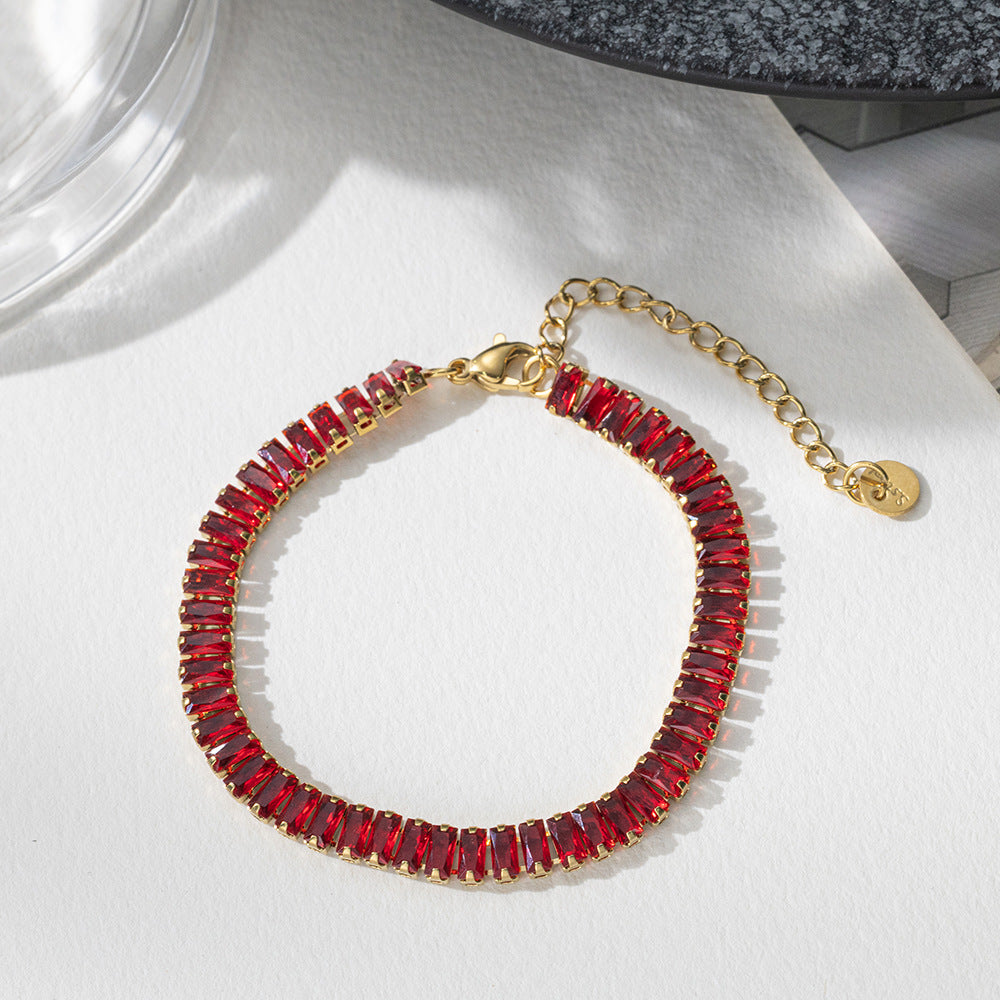 Golden Bracelet With Square-cut  Fully Paved Crystals