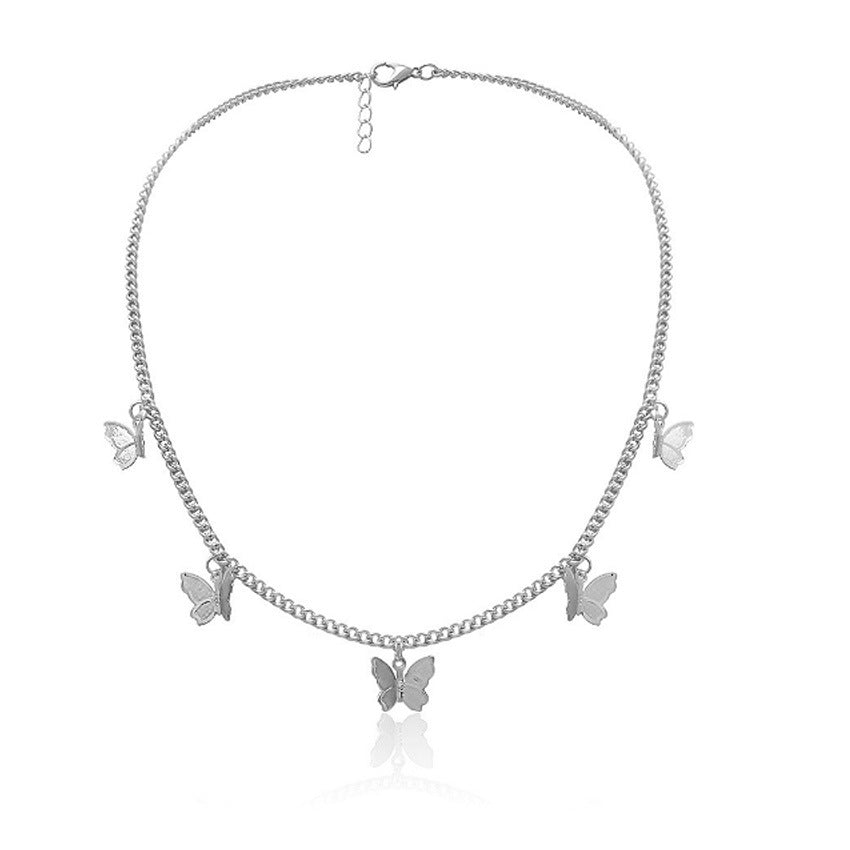 Metal Butterfly Tassel Pendant Women's Clavicle
